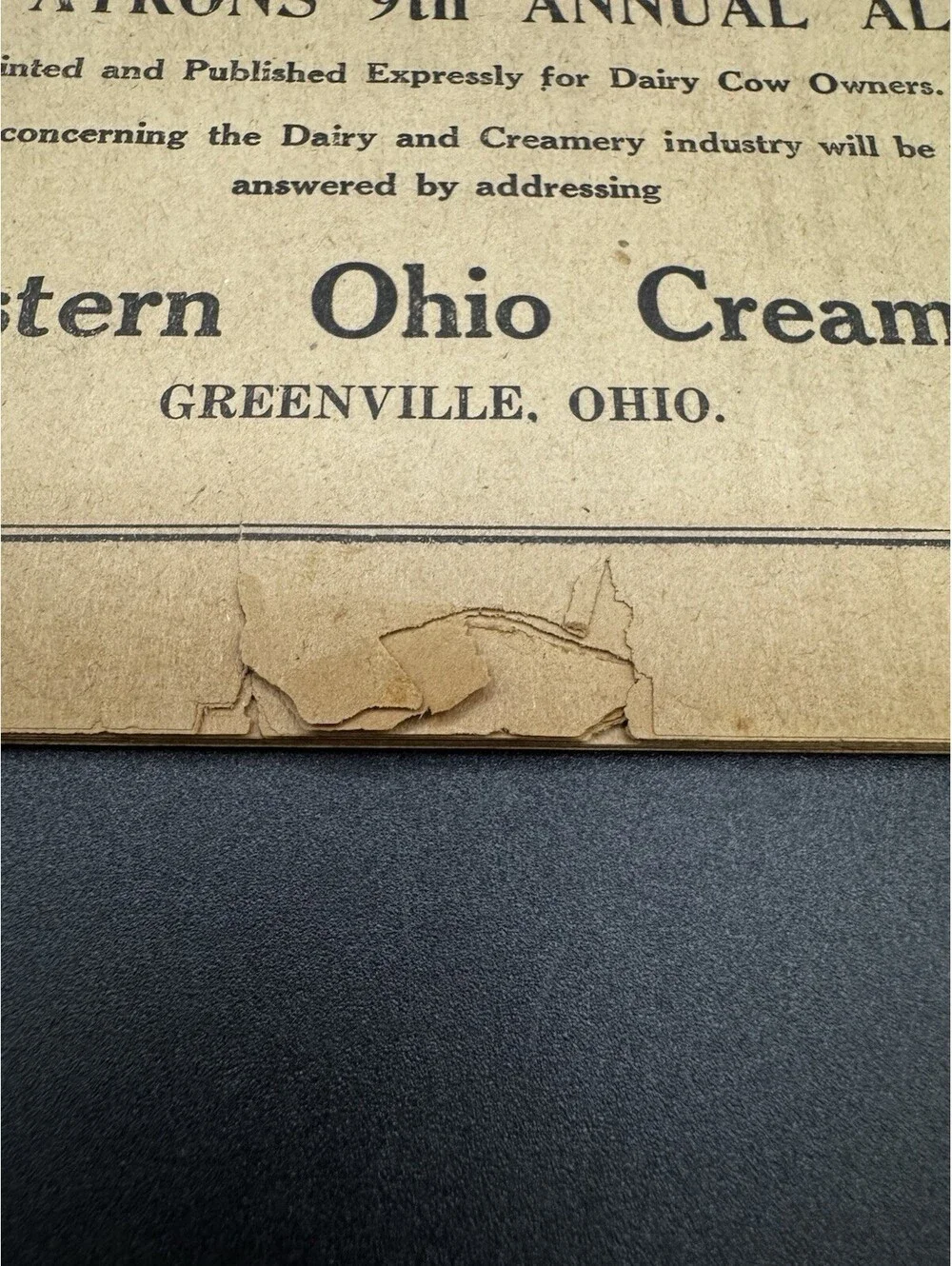1920 Farmers Almanac Published By The Western Ohio Creamery Co Greenville OH